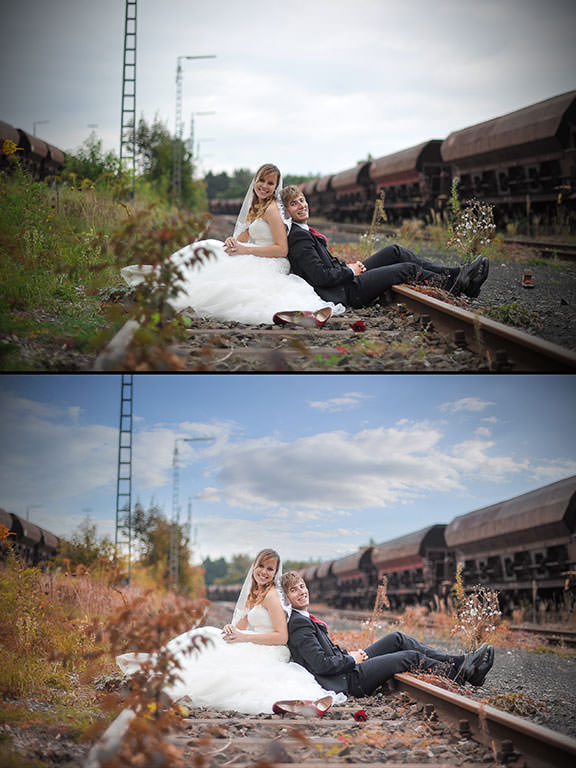 Empfehlung des Hochzeitsfotograf, der Glamour Look - Vergleich Vorher / Nachher Empfehlung des Hochzeitsfotograf, der Glamour Look - Vergleich Vorher / Nachher