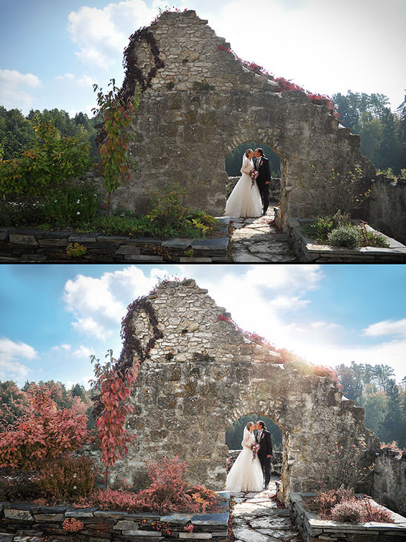 Empfehlung des Hochzeitsfotograf, der Glamour Look - Vergleich Vorher / Nachher Empfehlung des Hochzeitsfotograf, der Glamour Look - Vergleich Vorher / Nachher